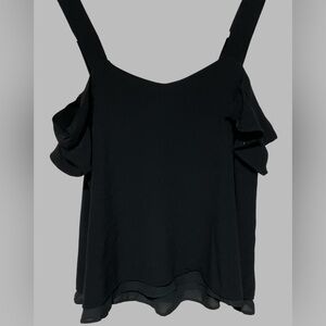 Sanctuary Black Cold Shoulder Chiffon Top – Size Small